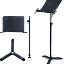 RANMING Music Stand Heavy Duty Music Stand Dual-Use Folding Sheet Music Stand Adjustable Music Note Stand with Microphone Holder Conductor's Sheet Music Stand for Violin,Orchestra (Black Blue)
