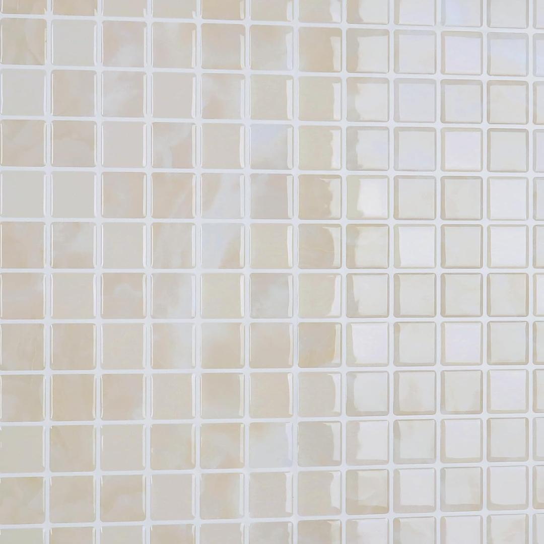 CRE8TIVE 16 Sheets Beige Square Peel and Stick Backsplash for Kitchen Tile Stick on Back Splash 12"x12" Marble Mosaic Tile Stickers Peel and Stick Wall Tile Temporary Adhesive Backsplash for Bathroom