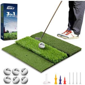 Premium Golf Hitting Mat for Indoor & Outdoor Practice Professional Turf Golf Mat for Driving Range, Backyard & Home Use Portable Golf Practice Mat with Realistic Grass Surface and Accessories