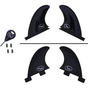 Ho Stevie! Surfboard Side Bite Fins/Rear Trailer Fins - Stronger Than Regular Nylon Fins - Fin Key and Screws Included (Single Tab 3/4", Black)