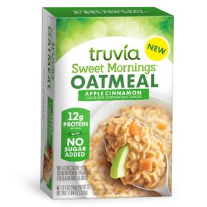 Truvia Sweet Mornings  Oatmeal, Apple Cinnamon Flavor, 12 G Protein, No Sugar Added (6 pouches) (Pack of 6)