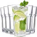 Tebery 6 Pack Stackable Plastic Tumbler Cups, 17 oz Drinking Glasses Water Glasses, Reusable Acrylic Tumblers, Unbreakable Glasses