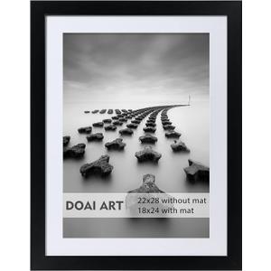 DOAI ART 22x28 Poster Frame Black without Mat or 18x24 with Mat - Polished Plexiglass for Wall Vertically or Horizontally Display - Wall Mounting Hardware Included (22x28-1 Pack)
