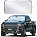 EcoNour Truck Windshield Sun Shade with Storage Pouch | Reflective 240T Material Sun Shield for UV & Heat Protection | Foldable Windshield Cover | Must-Have Truck Accessories | X-Large (69"x35")