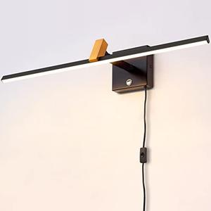 MantoLite LED Dimmable Bathroom Mirror Vanity Light Fixture 24inch 14W Cabinet Picture Wall Lights, Indoor Lightings Wall Sconce with Ajustable Arm Bedside Reading Lamp, Pulg in Display Lamps Black