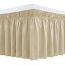 Biscaynebay Wrap Around Bed Skirts with Adjustable Belts for Queen Beds 15 Inch Drop, Sand Elastic Dust Ruffles Easy Fit Wrinkle & Fade Resistant Silky Luxurious Fabric Solid Machine Washable
