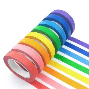 UMETDO 8PCS Colored Masking Tape - Painters Tape, Rainbow Colors Rolls, Kids Art Supplies, Great for Crafts, Labeling, DIY Decorative, 1/2 Inch Masking Tape- Tiny Size