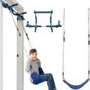 Gym1 Doorway Swing & Pull-Up Bar Gym - Pull-Up Bar Strength Training & Kids Exercise Equipment - Sensory Swing & Rope Ladder Indoor Playset - Indoor Playground for Kids - 2-Piece, Blue