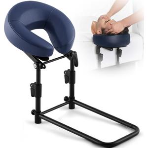 Qunclay Adjustable Massage Headrest for Bed, Portable Mattress Massage Face Cradle with Soft Pillow Cushion, Face Down Pillow After Eye Surgery for Professional and Home Use(Navy Blue)