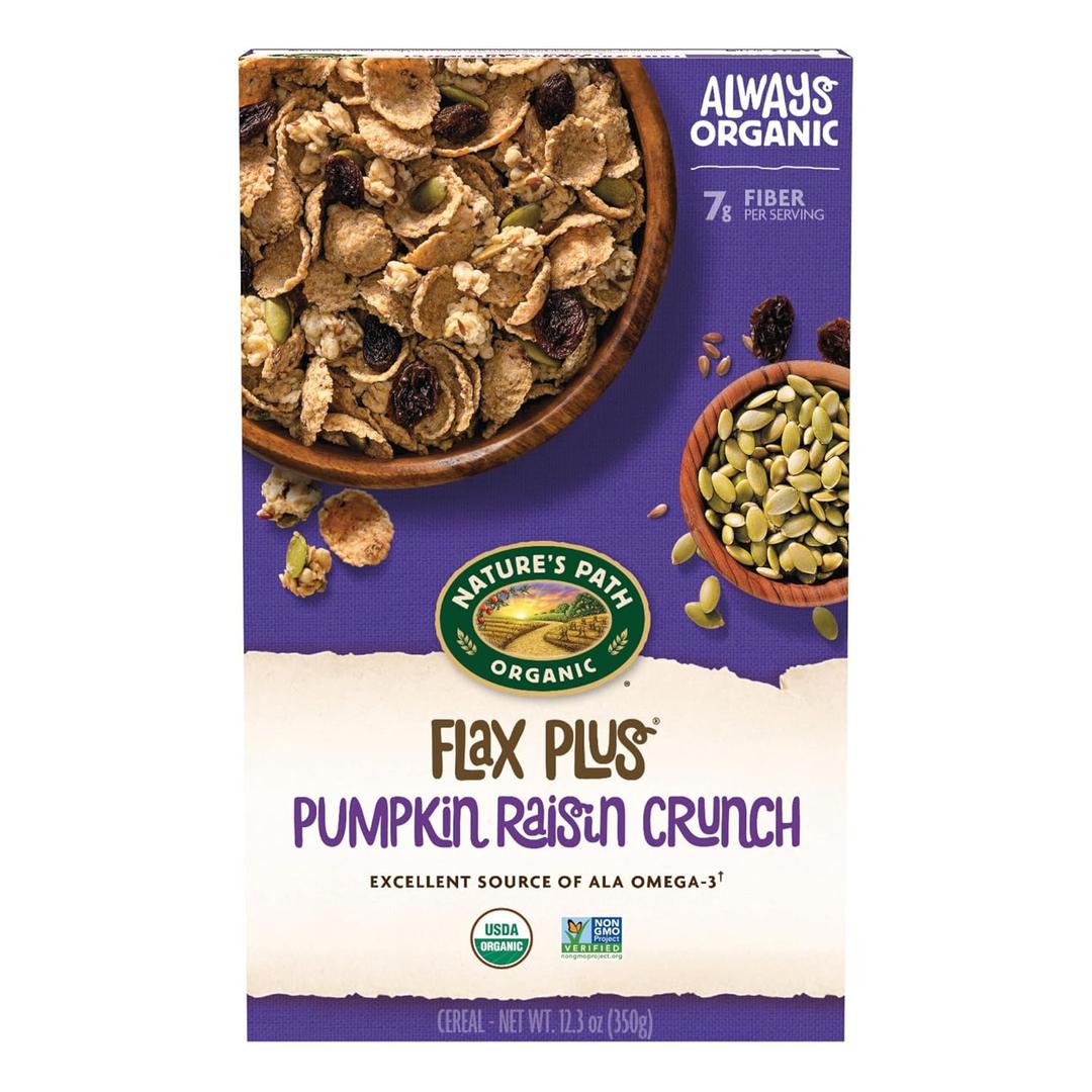 Nature's Path Organic Flax Plus Pumpkin Raisin Crunch Cereal, 12.3 oz (Pack of 12), Non-GMO, BB: 2025 Nov 22
