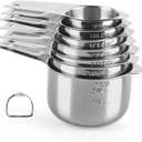 Stainless Steel Measuring Cups Set of 7, Stackable Measure Cups Kitchen Gadgets for Cooking Baking Supplies Tools, Nesting Metal Cup Spoons Easy to Read Markings for Dry & Liquid Measurements Baker