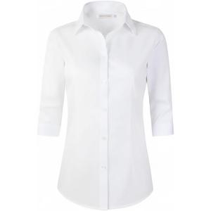 Beninos Women's 3/4 Sleeve Formal Work Wear White Button Down Shirt (White, M)