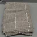 Conkov Taupe Sheer Curtains 84 Inches Long for Living Room 2 Panels Set,Flax Linen Farmhouse Curtains Neutral Boho Style White Embroidered Striped Drapes for Bedroom Dining Room Window, 52" W X 84" L