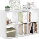 Furinno Cubicle Book Shelf, 6-Cube Bookshelf, Extra Thick Frame Horizontally & Vertically Reversible Bookcase with Open Back, 14.6" x 44" x 30", for Living Room, Bedroom, Home Office, White, 6-cube,1.2in