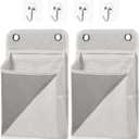 2pcs Wall Hanging Storage Organizer Bag, Hanging baskets with pockets for Wall organizing, Storage Hanging Bag for Bedroom, Dormitory, Study Room, Bathroom (Grey/White)
