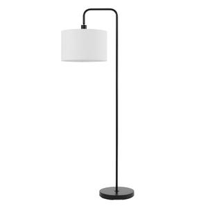 Globe Electric Barden 58" Matte Black Floor Lamp with White Linen Shade, 67065