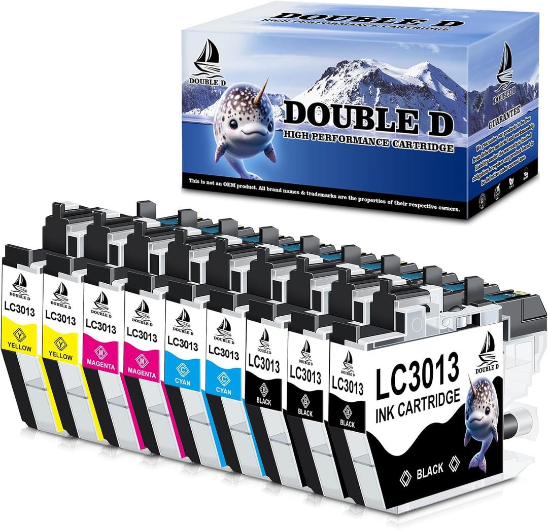 DOUBLE D LC3013 Ink Cartridges Compatible Replacement for Brother LC3013 LC3011 High Yield for Brother MFC-J491DW MFC-J497DW MFC-J895DW MFC-J690DW Printer (3 Black,2 Cyan,2 Magenta,2 Yellow) 9 Pack