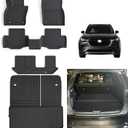 Floor Mats & Cargo Liners & Backrest Mat for 2024 2025 Mazda CX90 CX-90(Only 8 Seats-2 Row Bench Seat), Not Fit for Phev Premium Sport Trim with 2nd Row Bench Version, TPE All Weather Car Mats