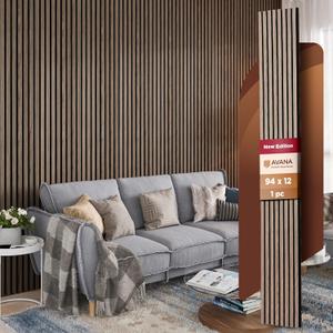 Avana Modern Acoustic Wood Wall Panels  94.4 X 12.6 Inch Walnut Acoustic Panels 1 PC  Wall Panels For Interior Wall Decor For Homes, Offices, Studios  Sturdy And Durable Wood Panels For Wall