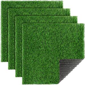XLX TURF 12"X12" Artificial Grass Table Placemats 4 Pack, Green Fake Turf Square Decor Golf Theme Party, Birthday, Baby Shower, Wedding, Holiday