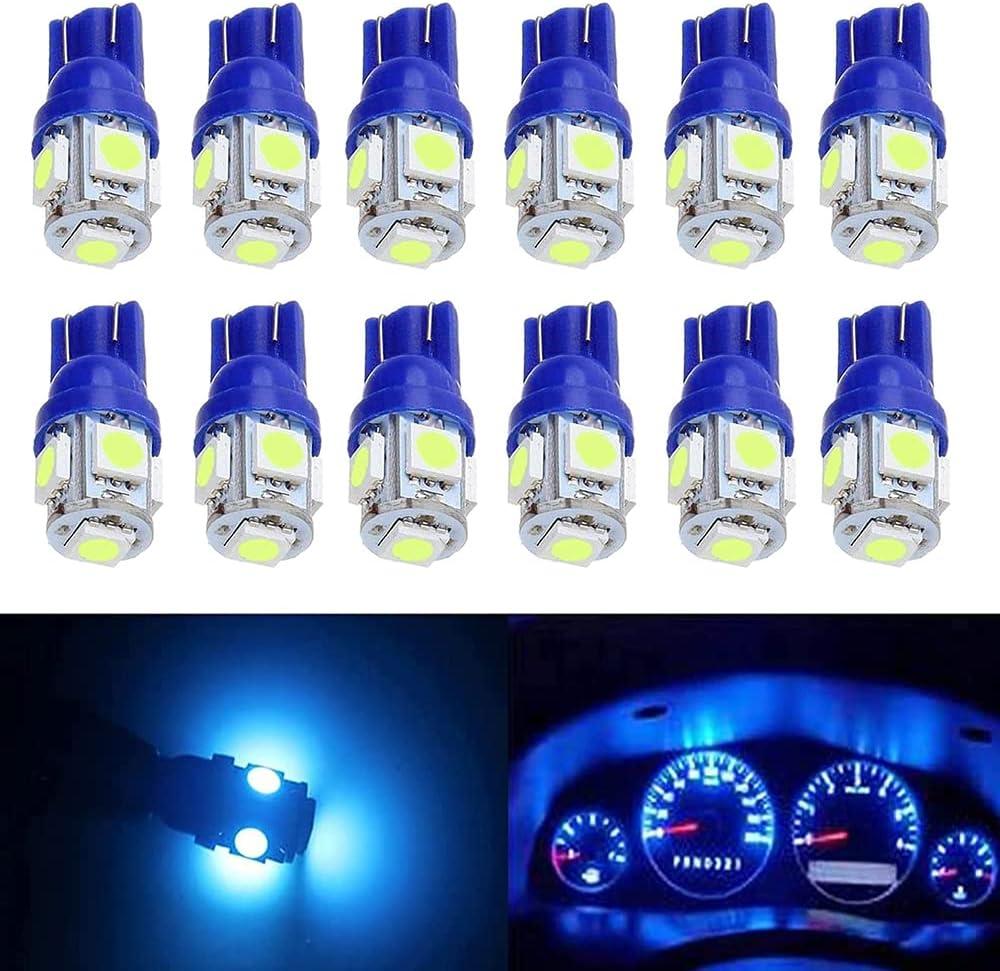 BlyilyB 12-Pack Ice Blue Replacement Stock # 194 T10 168 2825 W5W 175 158 Bulb 5050 5 SMD LED Light 12V Car Interior Lighting For Map Dome Lamp Courtesy Trunk License Plate Dashboard Parking Lights BlyilyB 12-Pack Ice Blue Replacement Stock # 194 T10 168 2825 W5W 175 158 Bulb 5050 5 SMD LED Light 12V Car Interior Lighting For Map Dome Lamp Courtesy Trunk License Plate Dashboard Parking Lights