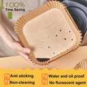 10 Inch Largest Square Air Fryer Disposable Paper Liner, XXL 100Pcs Air Fryer Parchment Liners for 8QT or Bigger Air Fryer, Non-stick, Food Grade Baking Paper for Frying, Roasting and Microwave