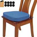 BUYUE Thickened 2.5" Friendly Woven Fabric Dining Chair Cushion, U-Shape High Density Foam Comfortable Chair Pad for Kitchen, Slip Resistant Indoor Seat Cushion (1 Piece, Dark Blue)