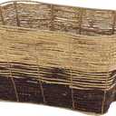 Deco 79 Seagrass Handmade Decorative and Functional Storage Basket Oversized Color Block Basket Organizer with Slot Handles, Basket for Storage 30" x 20" x 15", Brown