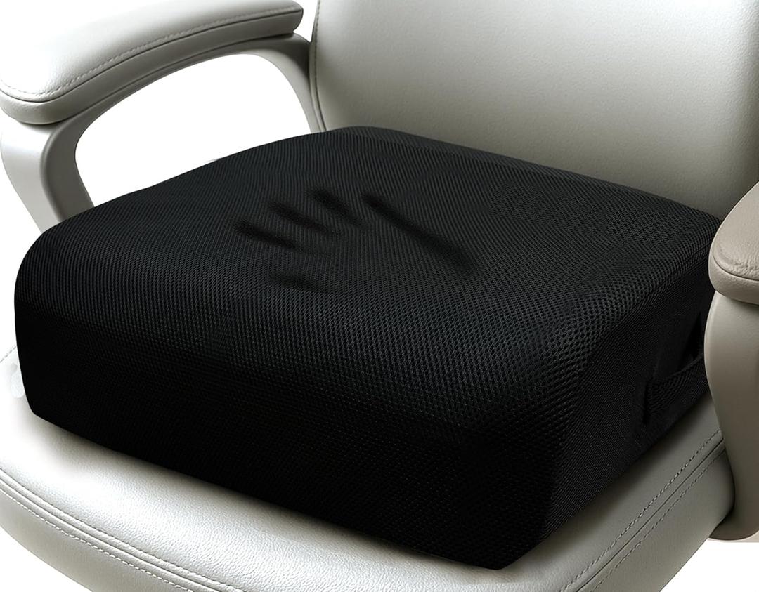 Office Chair Booster Cushion  6-Inch Extra-Thick Height Increase Seat Pad with Dual-Layer Foam & Non-Slip Bottom