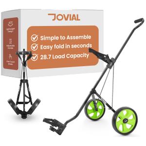 JOVIAL 2 Wheel Golf Push Pull Cart - Lightweight, Foldable, Collapsible, Caddy Accessories, Golf Bag Storage with Deluxe Scorecard Holder, Adjustable Handle, Aluminium Frame, Compact Design for Travel, Large