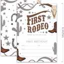 First Rodeo - Wild West Themed 1st Birthday Invitations- 20 Invitation Cards 4"x6" with 20 Envelopes - Saddle Up - First Birthday Party Invitations for Cowboy or Cowgirl.(160)