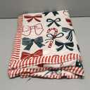 Christmas Bow Throw Blanket Candy Cane Blanket Coquette 60" x 80" Flannel Soft Cute Bow Decor Lightweight Aesthetic Plush Room Decor for Sofa Couch Travel Bed Christmas Decoration