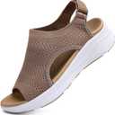 Women Arch Support Orthotic Walking Sandals Open Toe Adjustable Ankle Strap, EU 40