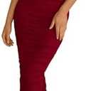 PRETTYGARDEN Womens 2026 Summer Off The Shoulder Dress Ruched Bodycon Sleeveless Split Cocktail Party Maxi Dresses Size M Red