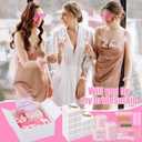 81 Pcs Bridesmaid Proposal Gift Jewelry Box Including Bridesmaid Bridal Hairband Sunglasses Powder Puff Bridesmaid Cards Gift Box for Wedding Pink