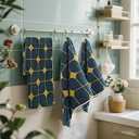 Towels Set 100% Cotton Soft Hand Towels Cute Diamonds Design for Bathroom, Absorbent Decorative Hand Towels Set for Shower, Spa, Daily (blue 3 Pack, Diamond)