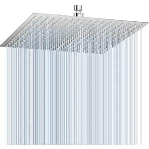 16 inch Large Rain Shower Head Ceiling Mounted - All Metal 304 Stainless Steel, Full Body Rainfall Shower with 324 Silicone Nozzles - Waterfall Bathroom Square Showerheads, Chrome Polished