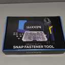 HAKKEN Heavy Duty Snap Fastener Tool Adjustable Snap Setter Tool with 3 Magnetic Dies and 210 Snaps, Stainless Steel 15mm Snaps, for Boat Cover, Replacing Metal snap, Repairing Boat Covers, Canvas.