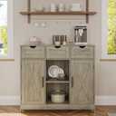 Viaozutis Storage Cabinet, Coffee Bar Cabinet with 2 Adjustable Shelves, 3 Drawers, and 2 Doors, for Bathroom, Kitchen, Living Room (Gray), 35.43"W x 31.49"H x 11.81"D
