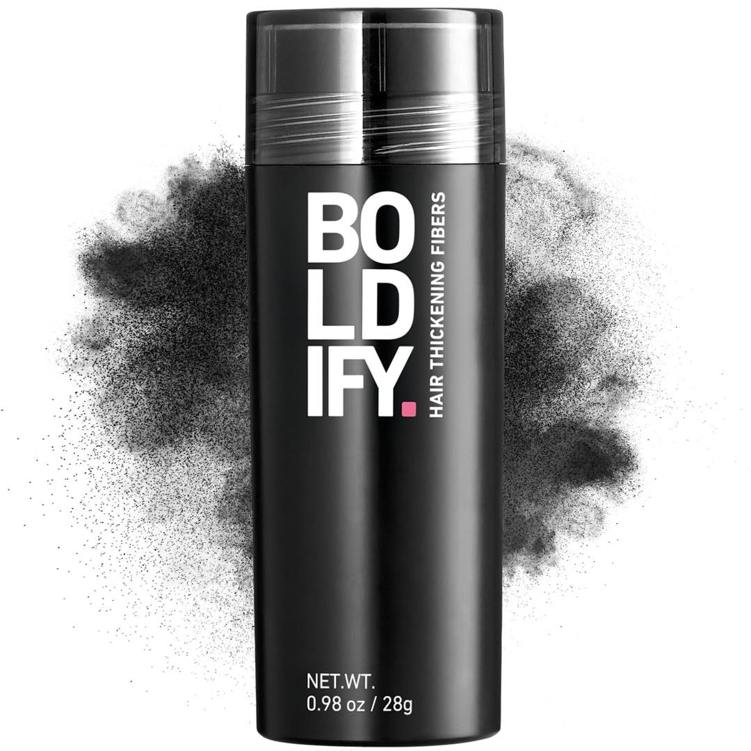 BOLDIFY Hair Fibers (28g) - Fill In Thinning and Fine Hair for an Instantly Fuller, Thicker Look - 14 Shades for Women & Men - Black (0.98 Ounce)