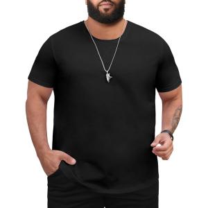 Men's 3XL-8XL Big and Tall T-Shirts Casual Stretch Short-Sleeve Shirts for Men (Black) 6XL