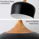 11.8 inch Black Industrial Pendant Light, Adjustable Wood Ceiling Hanging Lighting with Dome Metal Shade,Farmhouse Minimalist Lamp for Kitchen Island,Dining Room,Bar, Bedroom,Hallway