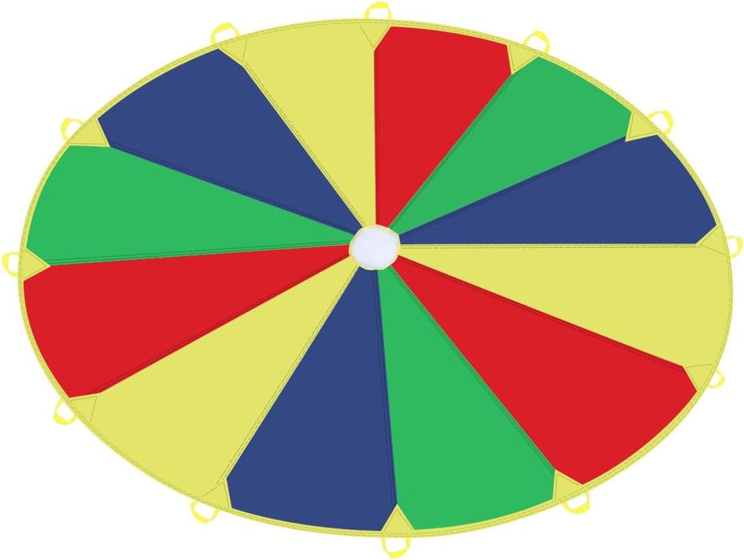 Sonyabecca Parachute 8 Feet 10 Feet 12 Feet for Kids with 9 Handles 12 Handles Play Parachute for 8 12 Kids Tent Cooperative Games Birthday Gift (Multicolored)