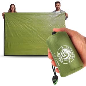 Ultra-Large Emergency Sleeping Bag for Survival - Hypothermia Prevention & Shelter - Multi-Person Bivvy Sack - Ideal Survival Gear, Emergency Bivy Camping Essentials (Green)
