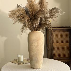 Ceramic Rustic Farmhouse Vase, 15 Inch Beige Flower Vases for Home Decor, Rustic Pottery Vase for Table Centerpieces & Living Room, Farmhouse Ceramic Vases for Entryway & Wedding Gifts (Large)