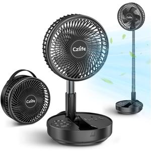 F9 Portable Fan, 10000mAh Rechargeable Battery Powered for Travel Sleeping Camping Bedroom Outdoor, Cordless Floor Desk Fan, Oscillating Folding USB Fan with Remote, 4 Speed, Timer, 7.7" (Without Case & Charger)