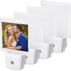4 Pack Sublimation Night Light Plug in LED Night Light Dusk Dawn Sensor Flat Nightlight White LED Nightlight Craft for Bathroom, Hallway Bedroom Living Room
