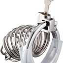 Metal Cock Cage Male Chastity Cage Adjustable with 7 Ring Sizes Stainless Steel Chastity Device with Hidden Lock for Man Penis Bondage Sex Toys Breathable Penis Cage with Hose (D)