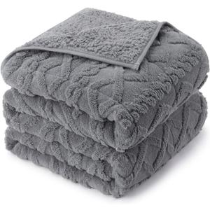 Weighted Blanket for Adults Twin Size 15 lbs, Dual Sided Soft Fuzzy Jacquard Sherpa Weighted Blankets for Sleeping, Cozy Fluffy Heavy Blanket for Couch Bed Sofa, Grey, 48 x 72 inches (48*72 15LBS, Jacquard Grey)
