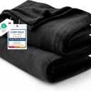 Bedsure GentleSoft Fleece Throw XL Blanket Black - 300GSM Soft Lightweight Plush Cozy Blankets for Bed, Sofa, Couch, Travel, Camping, 50x70 inches